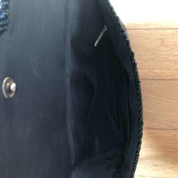 Vintage Metallic Beaded Scalloped Edge Shoulder Clutch Evening Bag - Picture 5 of 5